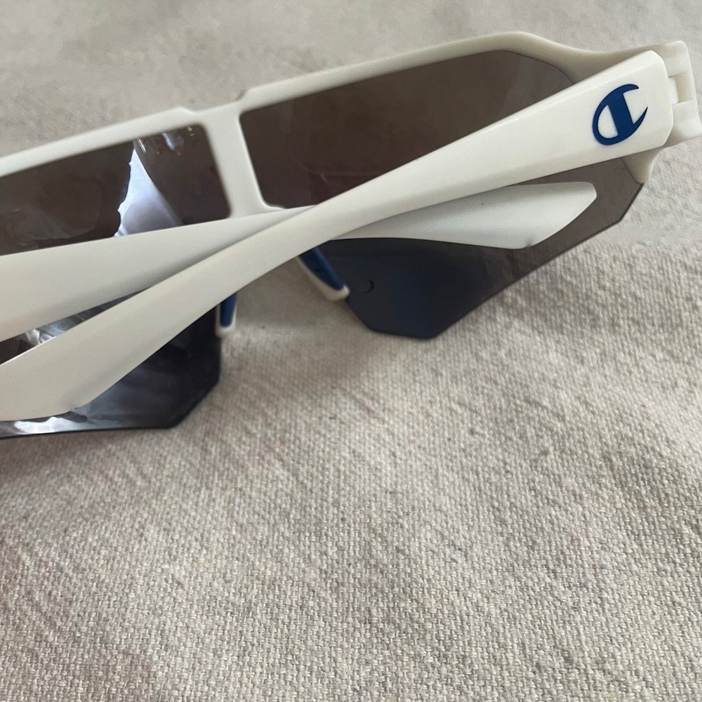 Champion White Sport Sunglasses with Blue Lenses - Picture 3 of 3